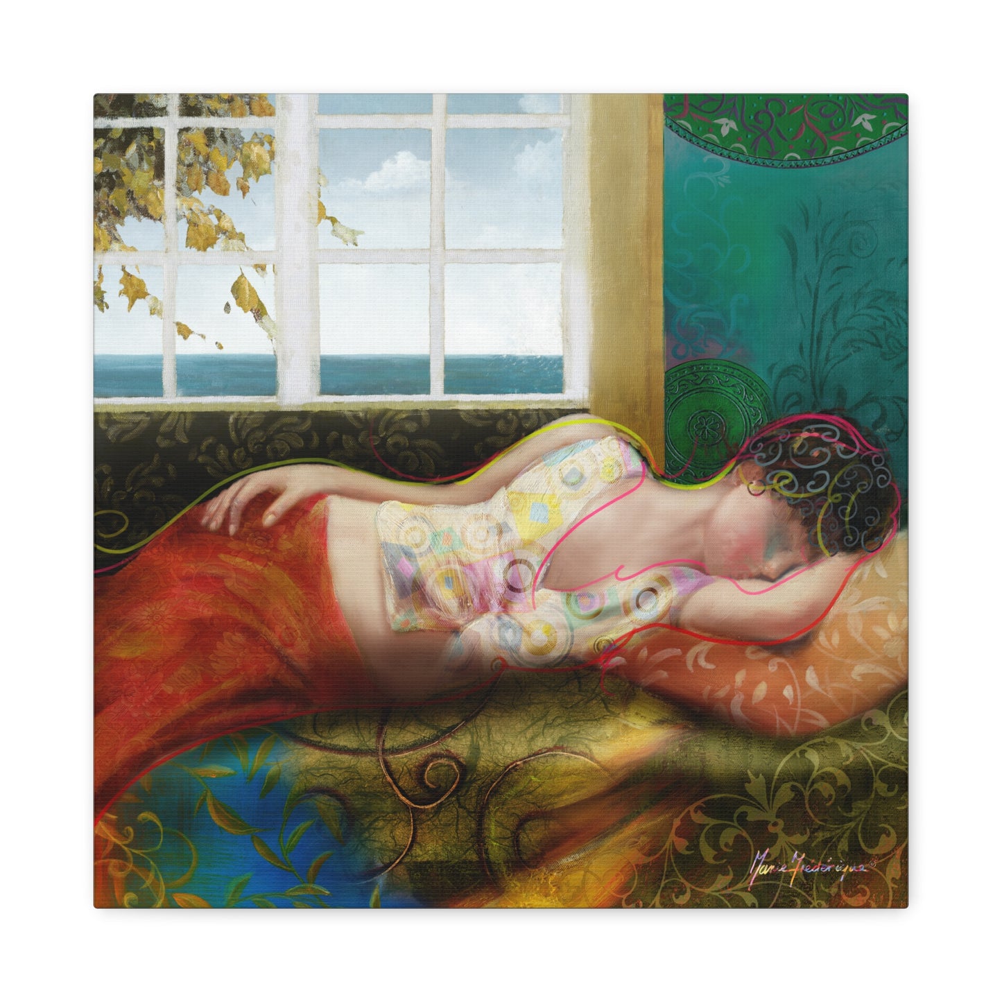 Afternoon nap - Relaxing Art Canvas Print by artist Marie Frederique