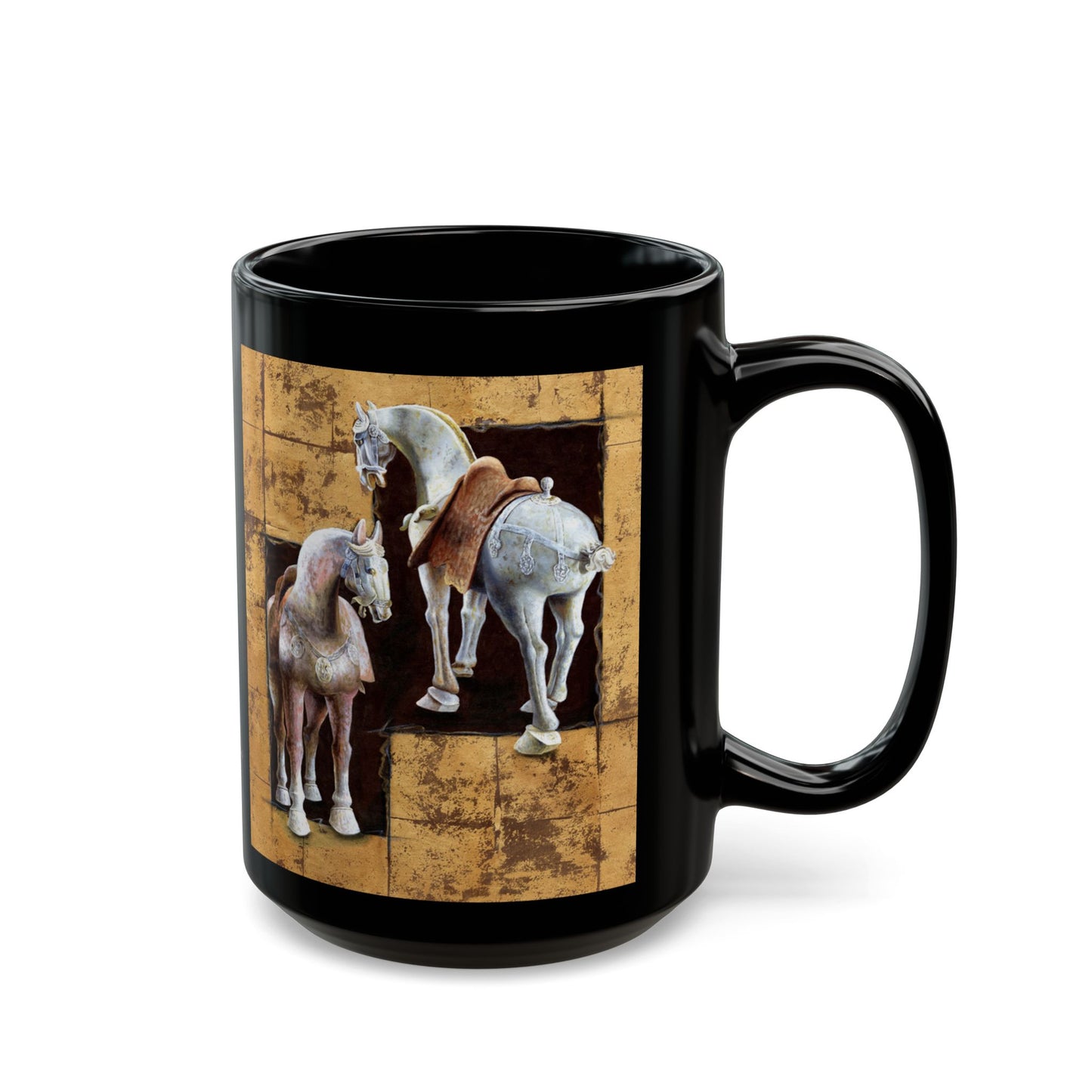 CTS Collection - Asian horse 2, Black Mug (11oz, 15oz) By Artist Marie Frederique