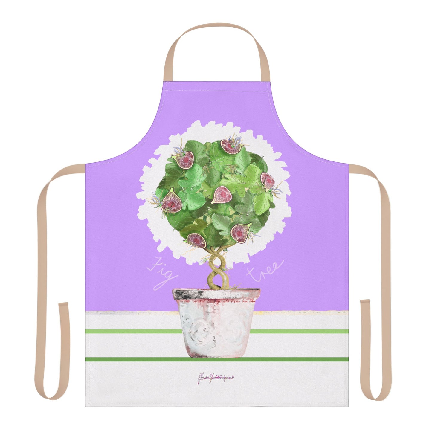 Fiig Topiary Apron — Lavender Kitchen Gardening Gift by artist Marie Frederique