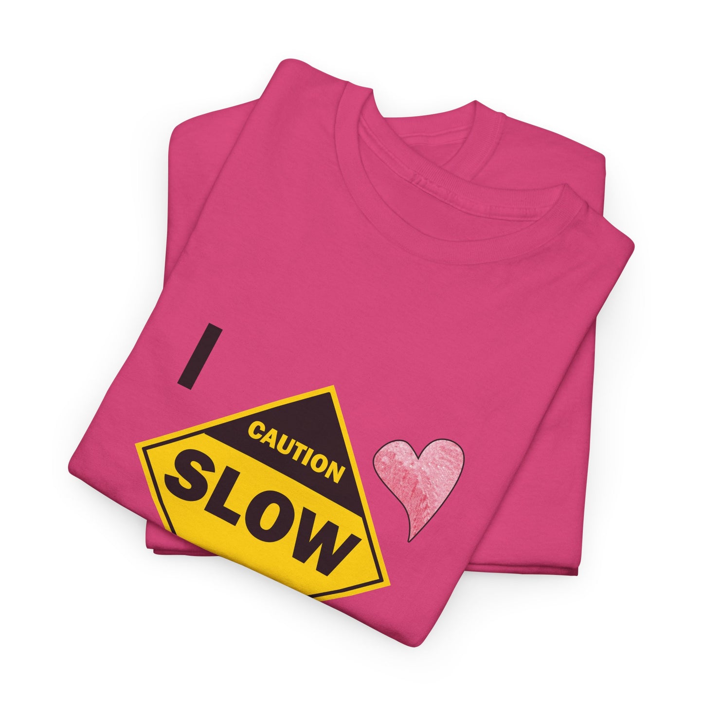 Slow, Caution - I love my cat, Tee Unisex Heavy Cotton Tee by artist Marie Frederique