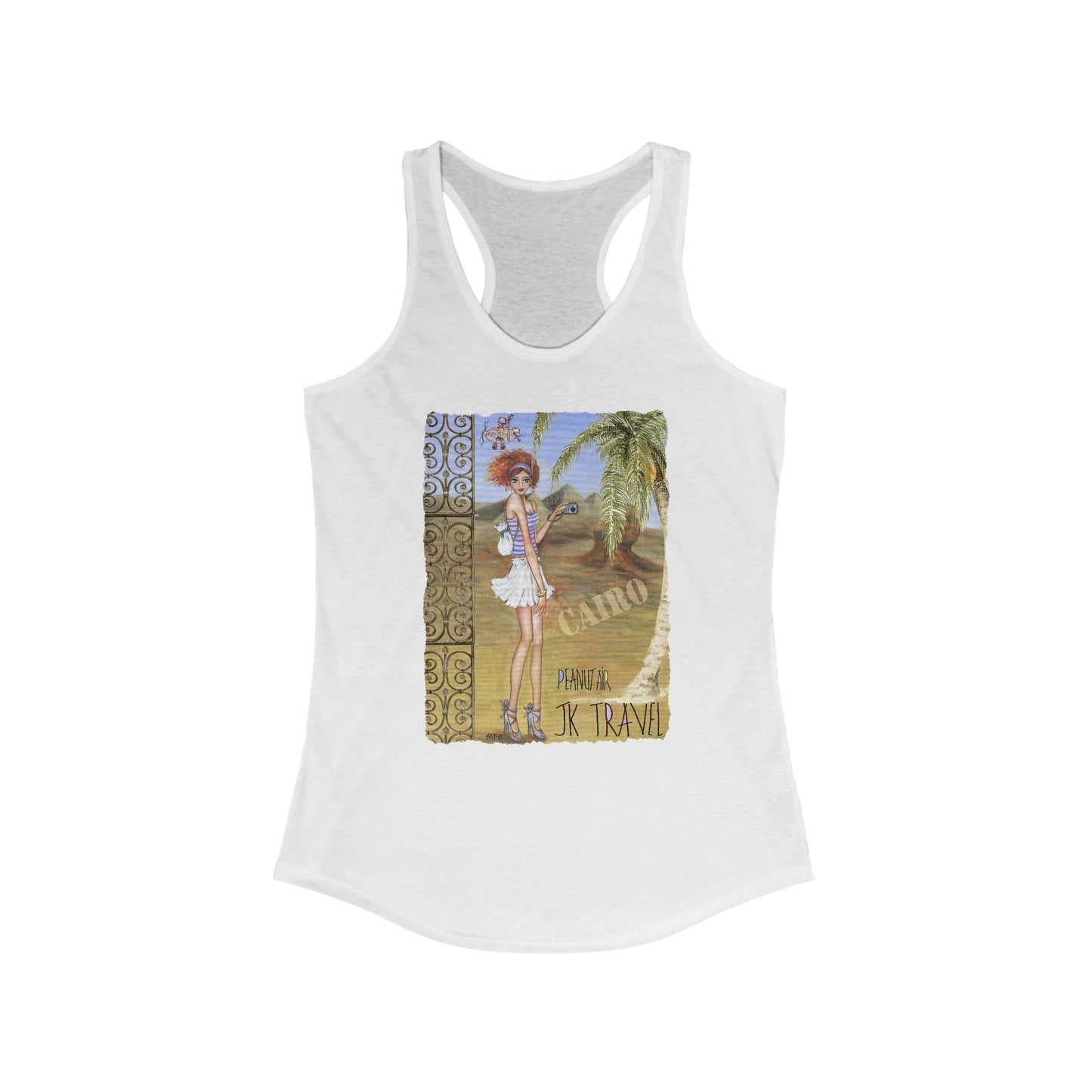 JK TRAVEL/PEANUT AIR, CAIRO - Women's Ideal Racerback Tank by artist Marie Frederique