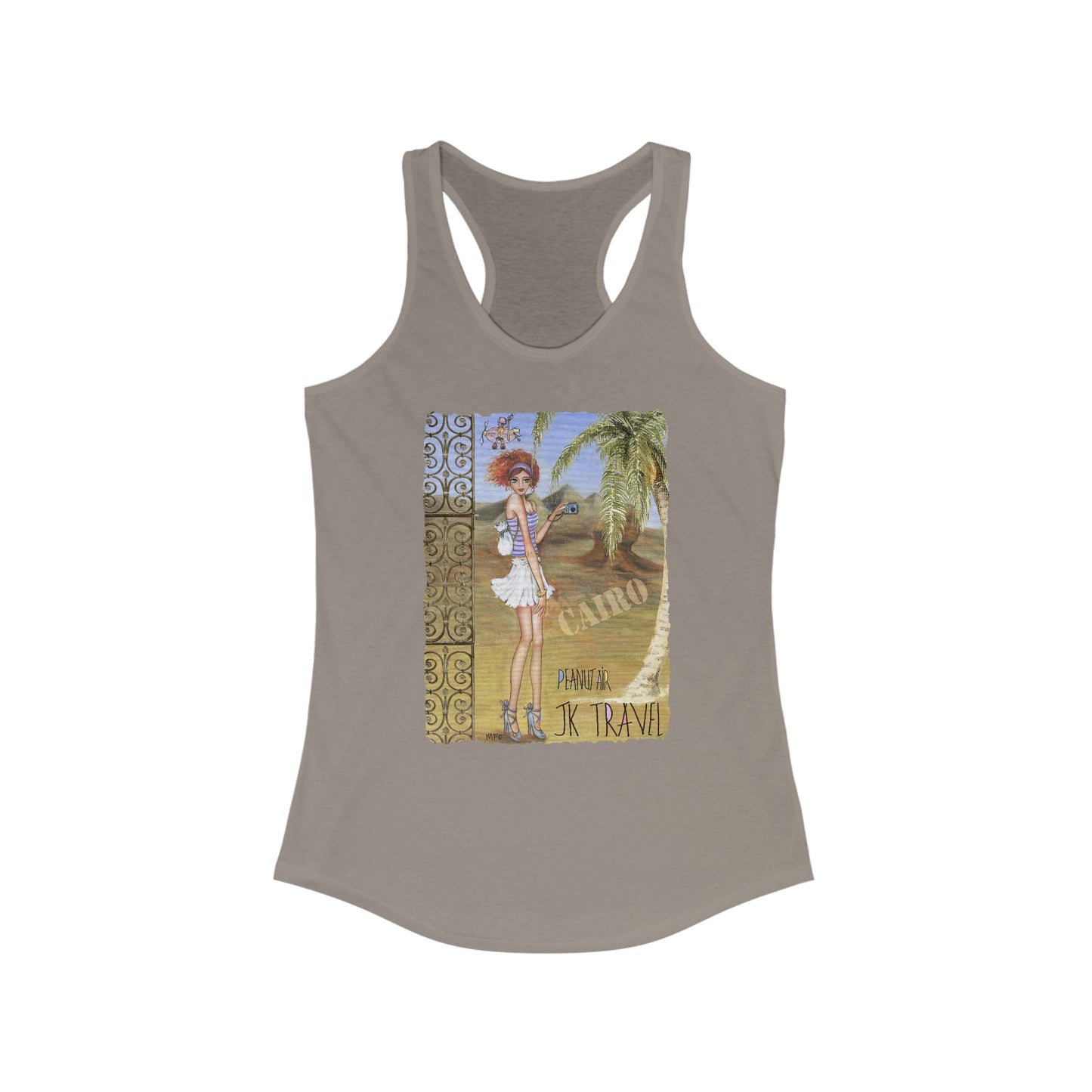 JK TRAVEL/PEANUT AIR, CAIRO - Women's Ideal Racerback Tank by artist Marie Frederique