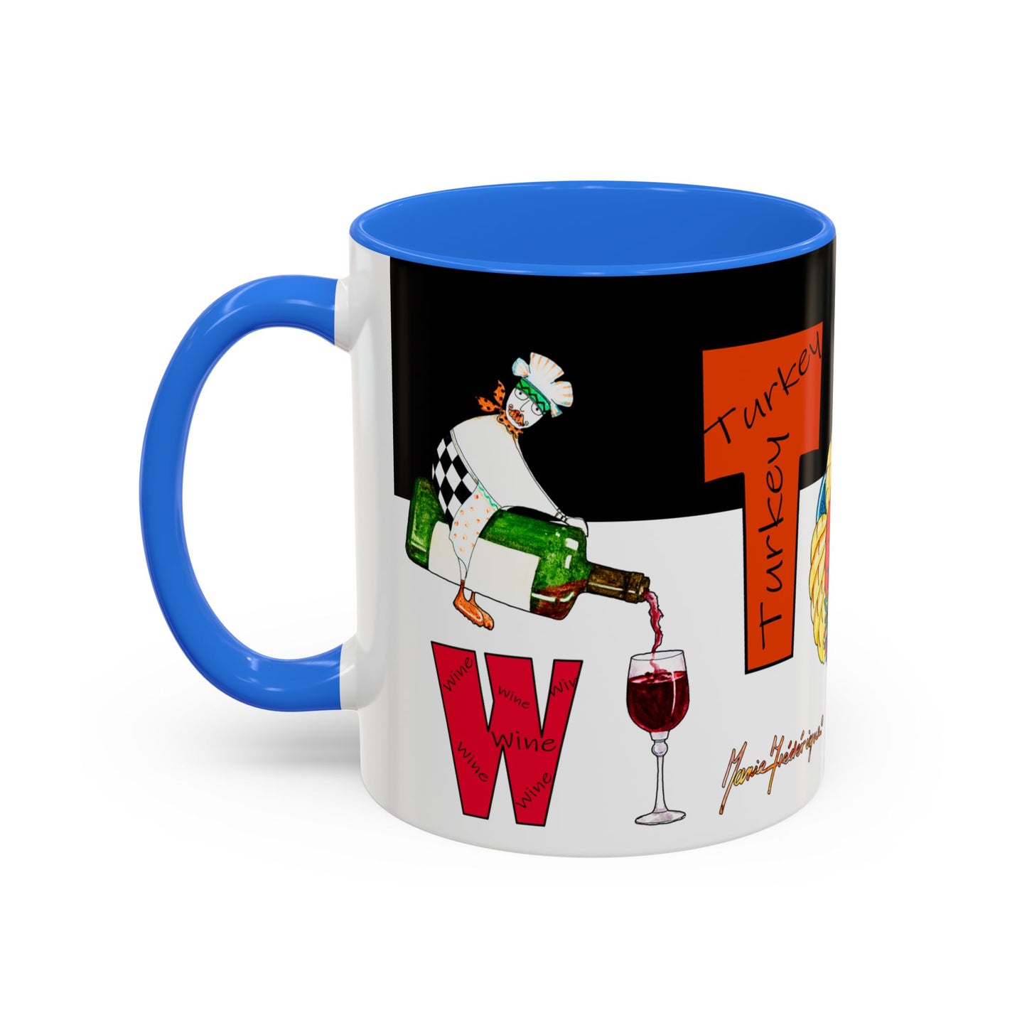 Colorful WTF Holiday Mugs by artist Marie Frederique