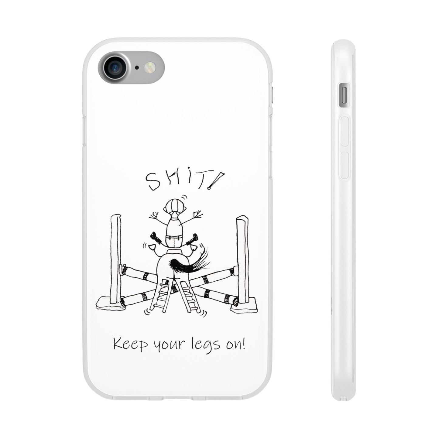 Equestrian Humor phone case - SHIT! "Keep your legs on!" Flexi Cases by artist Marie Frederique