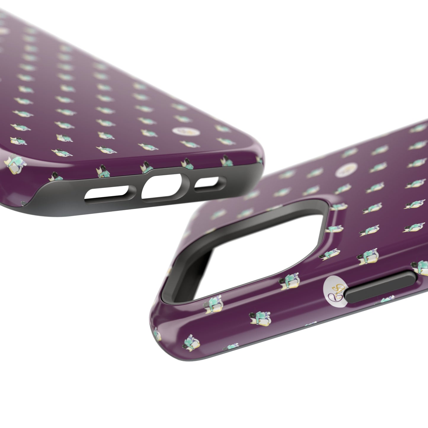 CTS Purple - repeat pattern boy and dog, Impact-Resistant Phone Cases by artist Marie Frederique