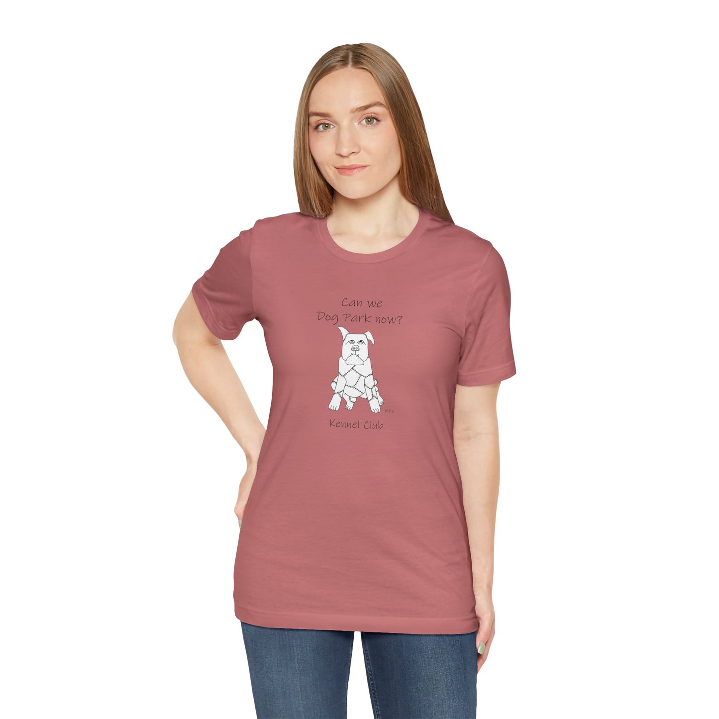 Dog Park Adventure Unisex Tee - 'Can We Dog Park Now?' by artist Marie Frederique