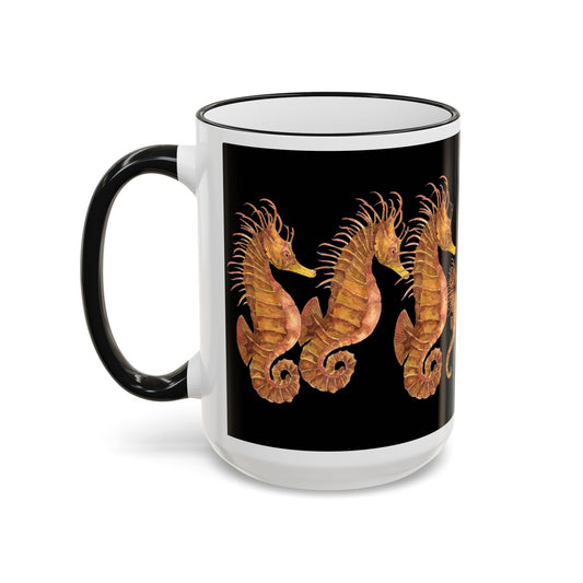 Seahorse Pod Accent Rim Mug – 11oz/15oz by artist Marie Frederique
