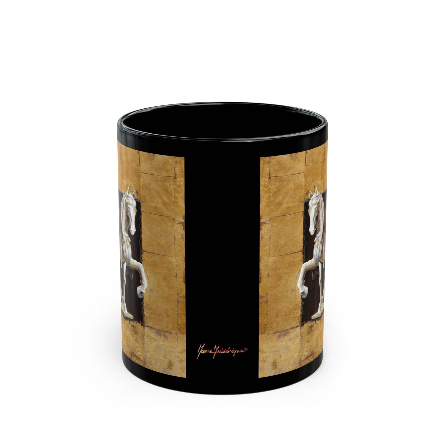 CTS Collection - Asian horse 1, Black Mug (11oz, 15oz) By Artist Marie Frederique