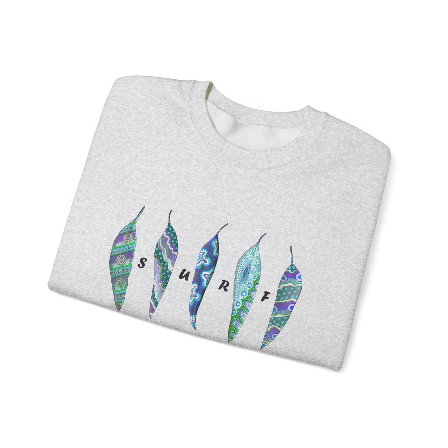 SURF painted leaves - Unisex Heavy Blend™ Crewneck Sweatshirt by artist Marie Frederique