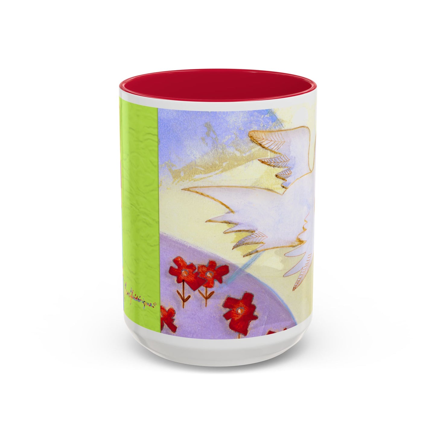 Colorful Dove, Peace offering - Colorful Mug by artist Marie Frederique