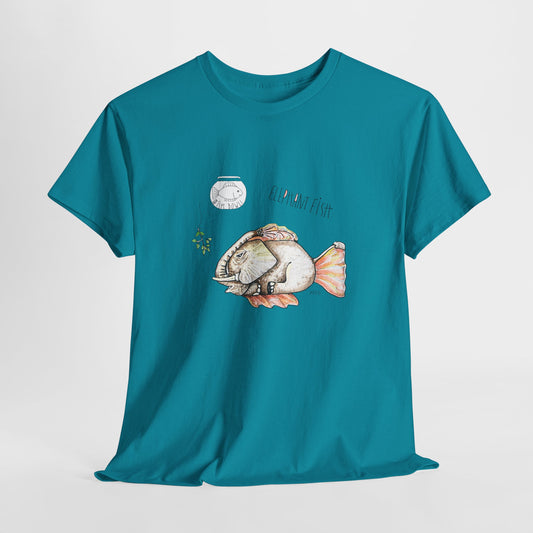 FISHBOWL Elephant Fish, - Unisex Heavy Cotton Tee by artist Marie Frederique