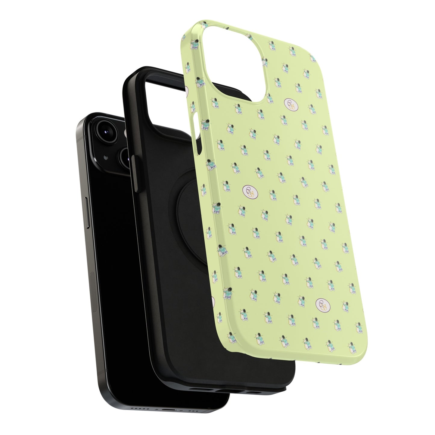 CTS Light Green - repeat pattern boy and dog, Impact-Resistant Phone Cases by artist Marie Frederique