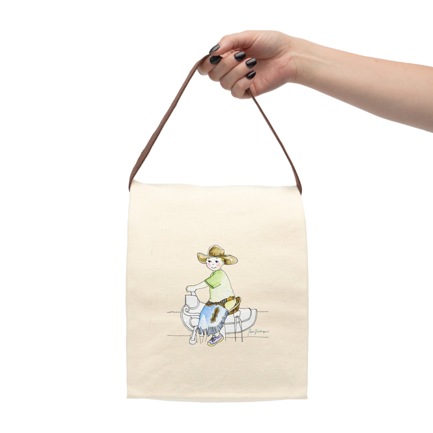 Giddy up Cowboy - Canvas Lunch Bag With Strap by Artist Marie Frederique