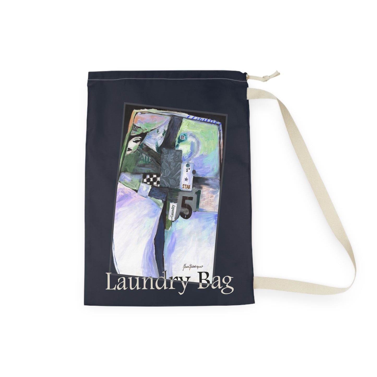 Abstract Art Canvas Laundry Bag — Drawstring Laundry Sack by artist Marie Frederique