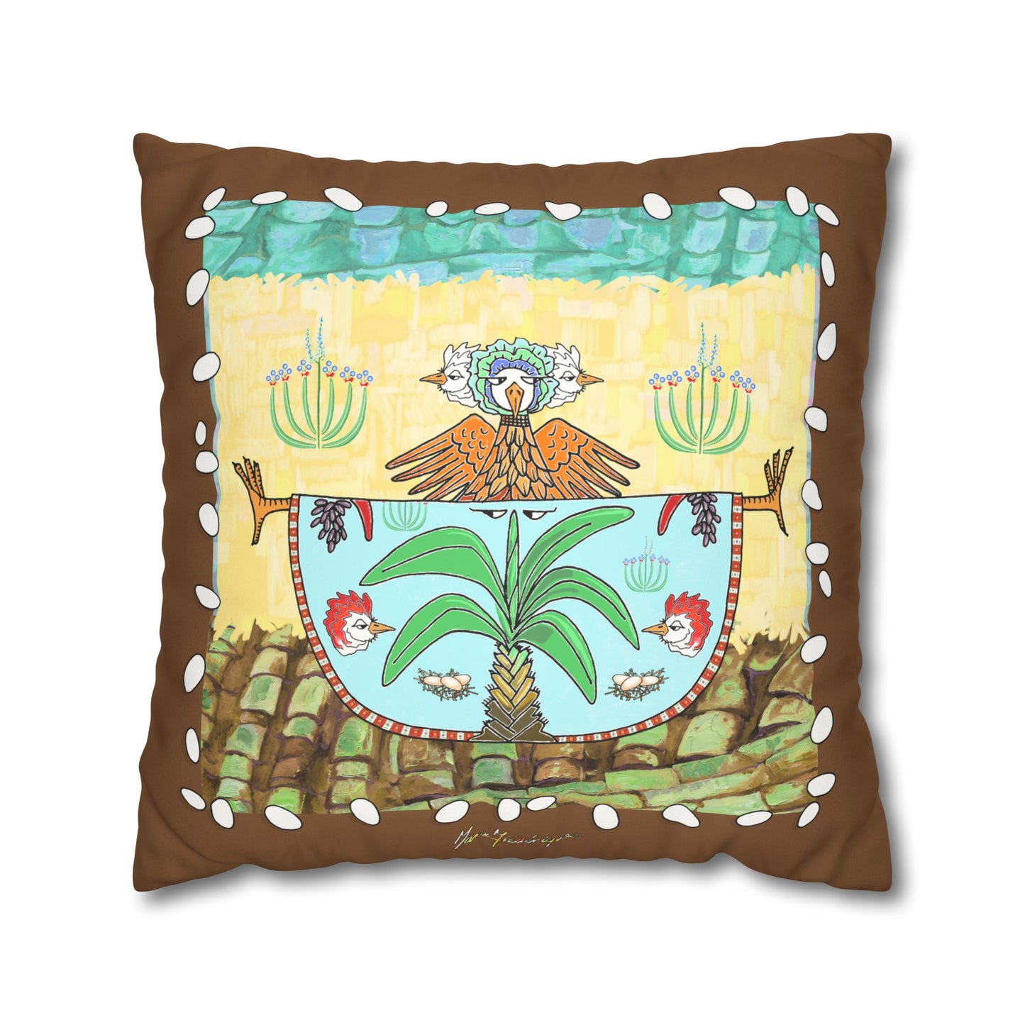 Chic Chick, Boho Faux Suede Pillowcase by artist Marie Frederique