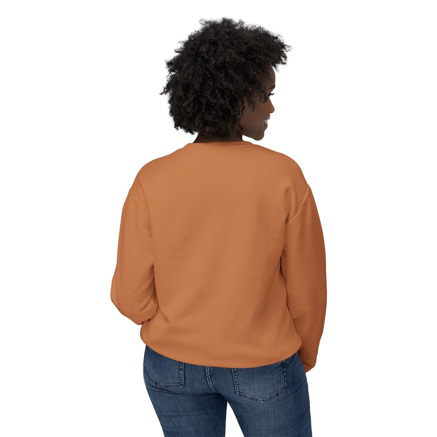 Thanksgiving "The Stuffing goes where? Run Turkey Run..." - Unisex Lightweight Crewneck Sweatshirt by artist Marie Frederique