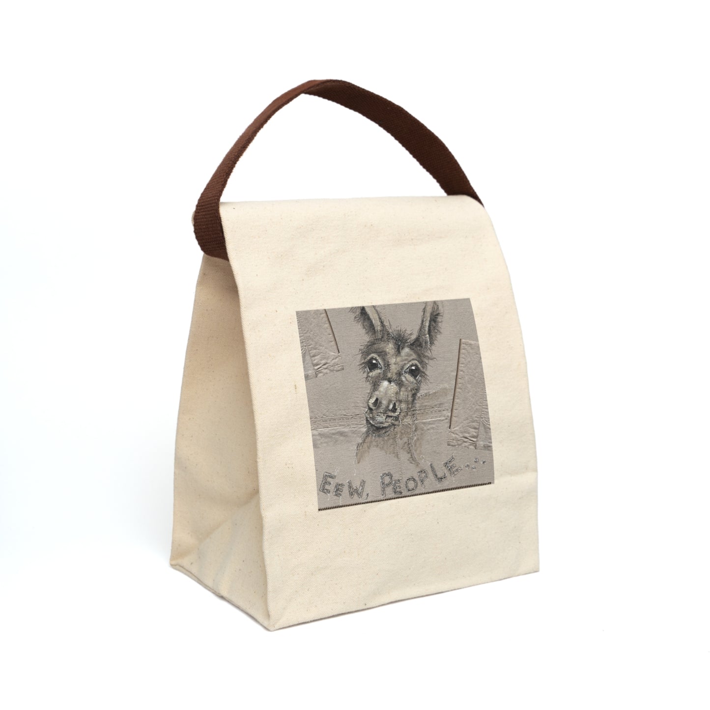 Fun Donkey art print with "Eew People" - Canvas Lunch Bag With Strap by Artist Marie Frederique