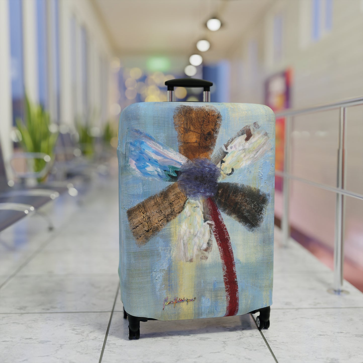 Luggage Cover, abstract flower by artist Marie Frederique