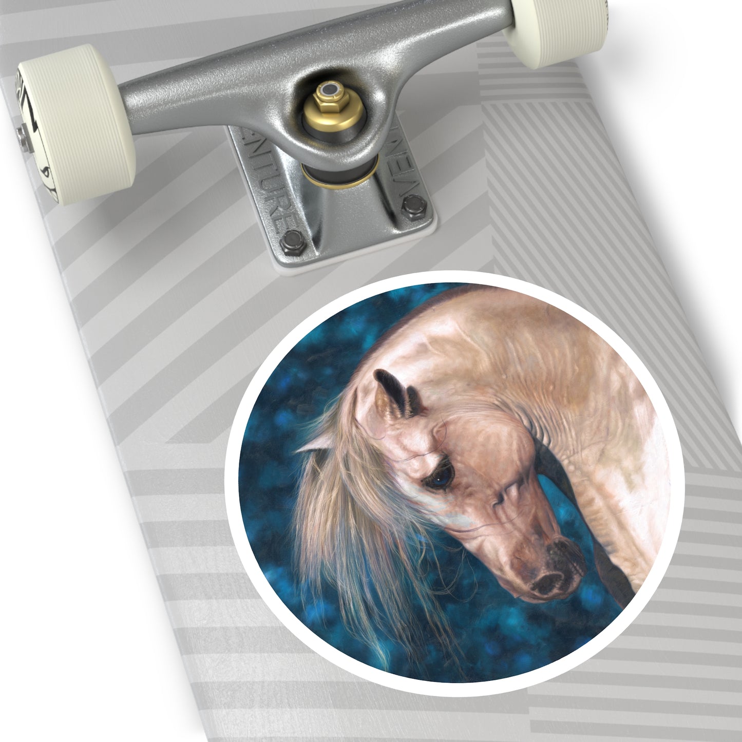 CTS Collection - Blonde and blue Horse round sticker in 5 sizes