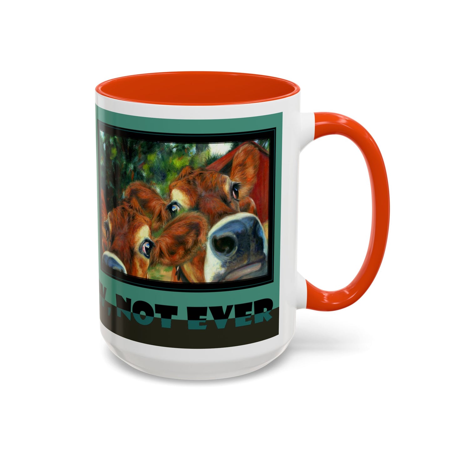 Funny Cow "NOPE, NOT NOW, NOT EVER" Mug Udderly Delicious Coffee Cup for Moochachos by artist Marie Frederique