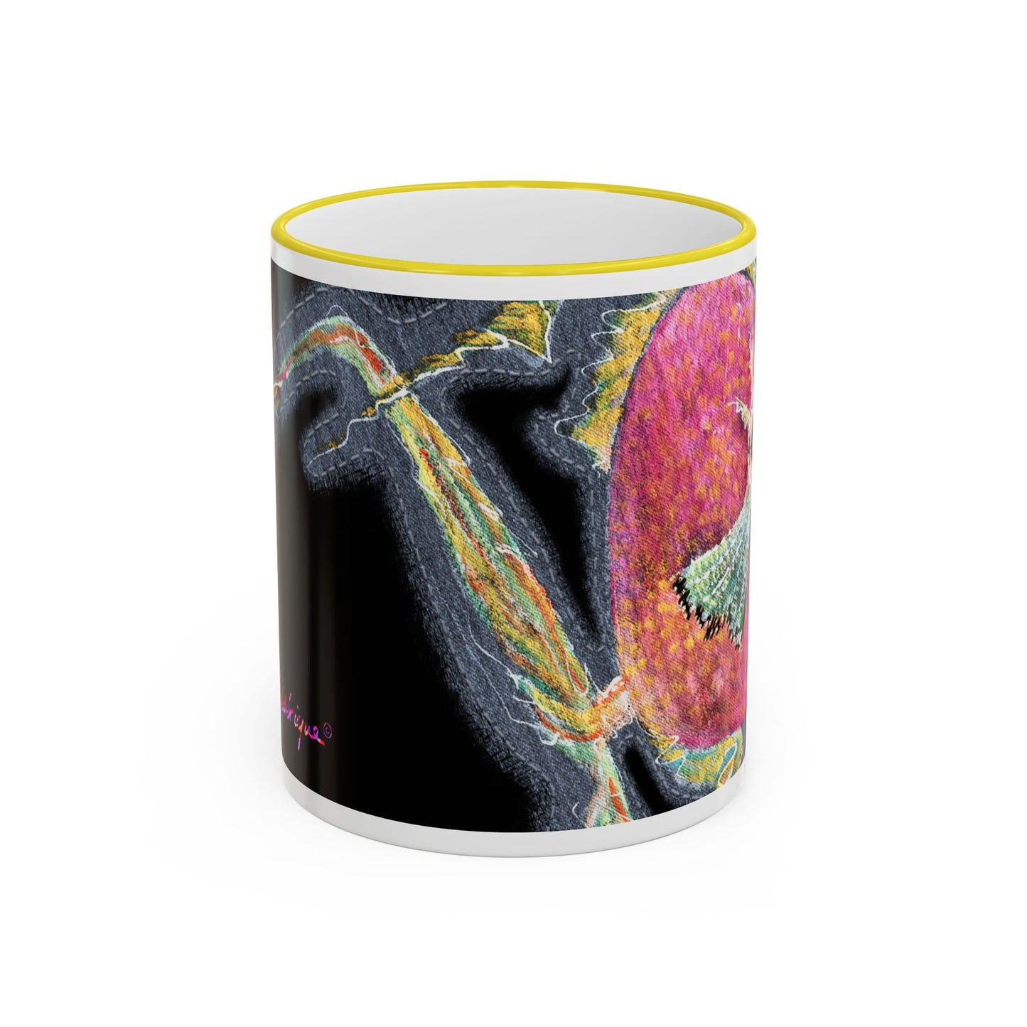 Rose fish Accent Rim Mug – Artistic Aquarium Coffee Cup (11oz & 15oz) by artist Marie Frederique