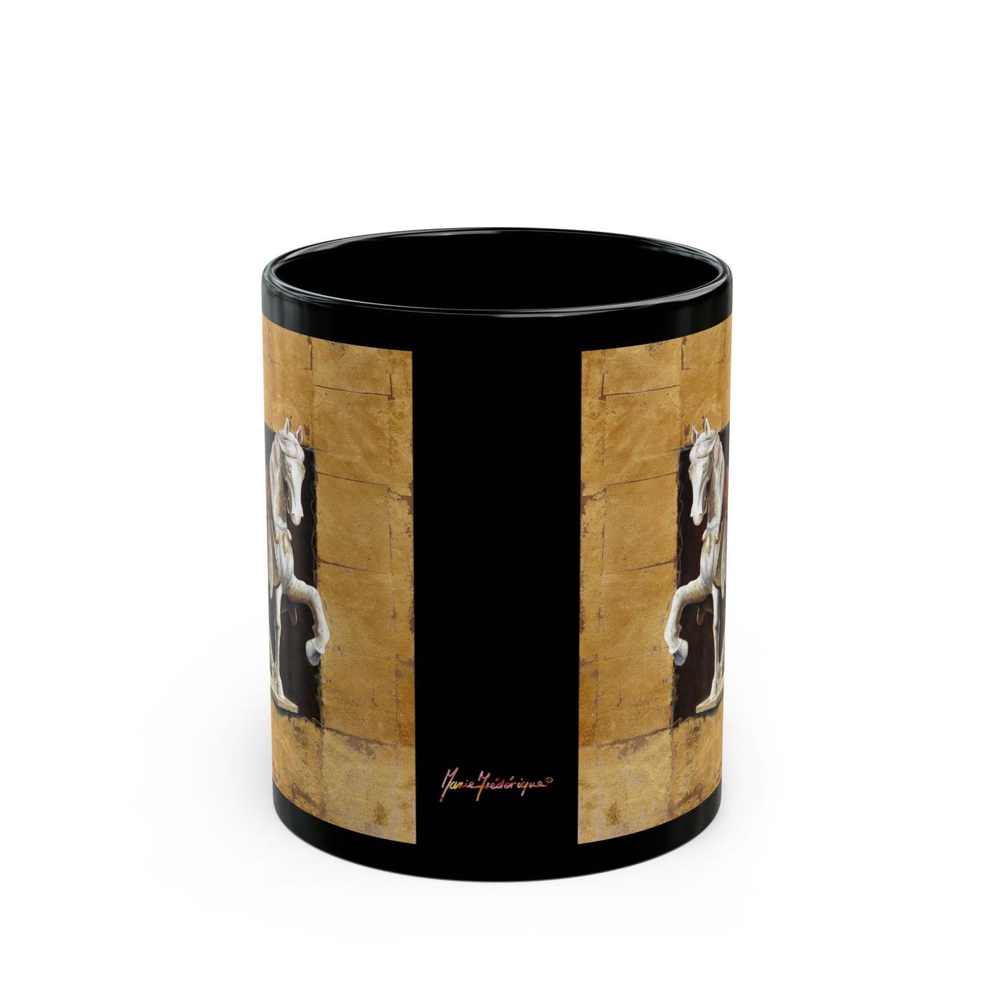 CTS Collection - Asian horse 1, Black Mug (11oz, 15oz) By Artist Marie Frederique