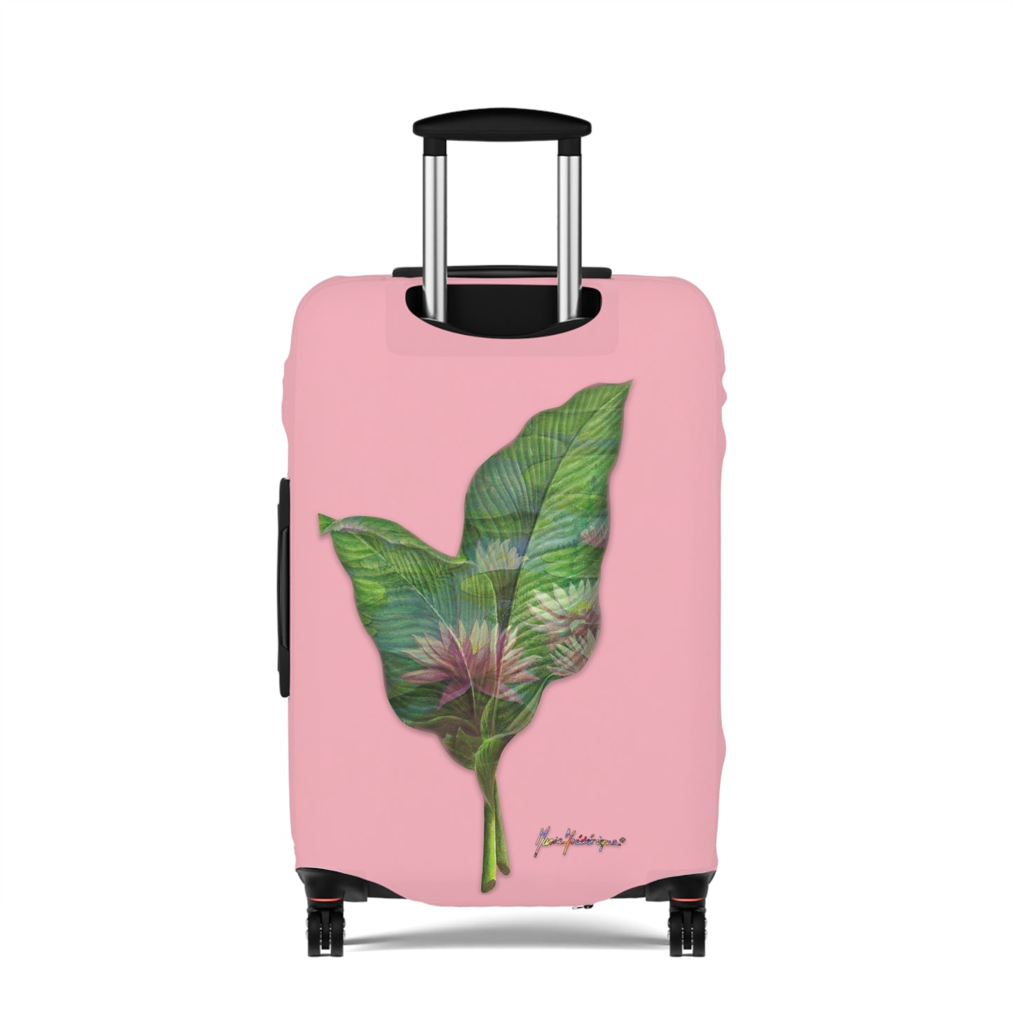 Luggage Cover, Pink lotus flower on pink background by artist Marie Frederique