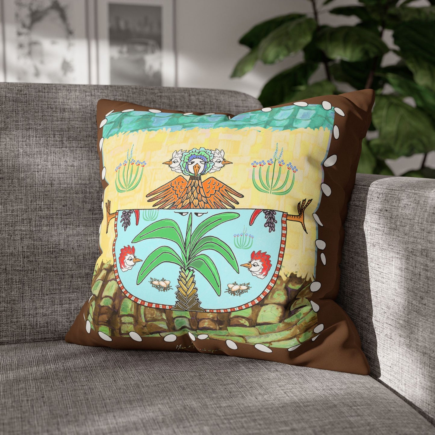 Chic Chick, Boho Faux Suede Pillowcase by artist Marie Frederique