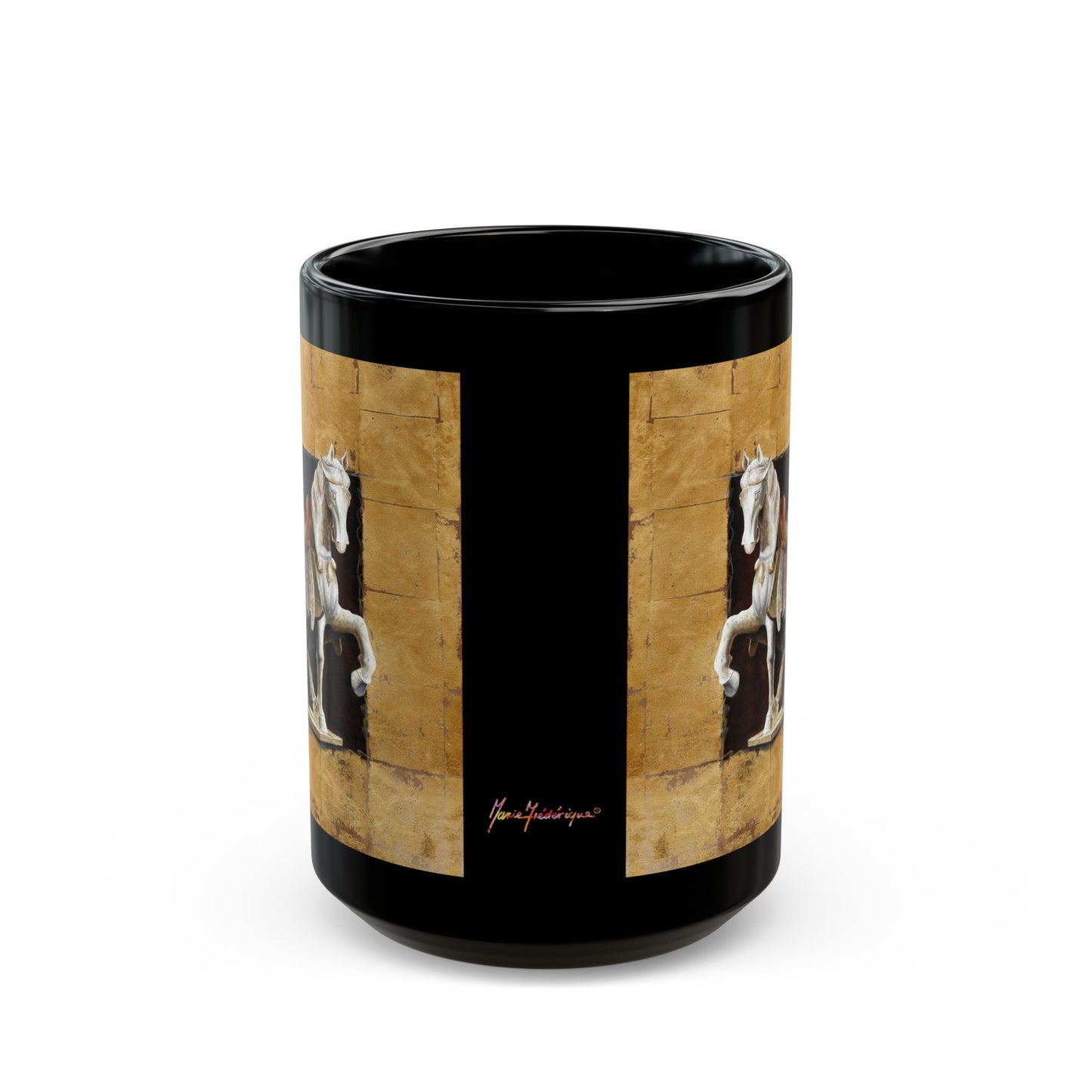 CTS Collection - Asian horse 1, Black Mug (11oz, 15oz) By Artist Marie Frederique