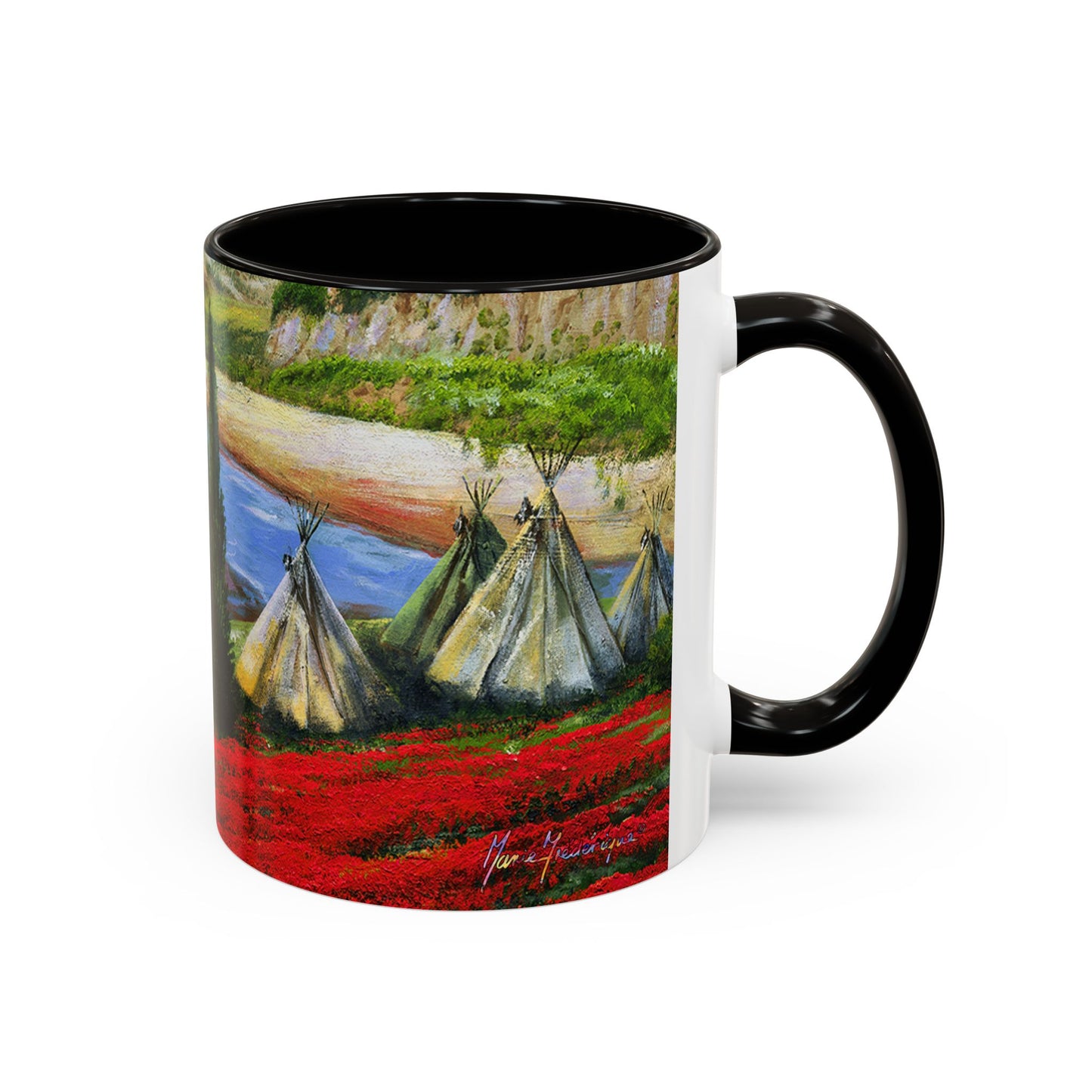 Indian Summer Vibes, teepees and poppies with a backdrop of beautiful canyon by Artist Marie Frederique