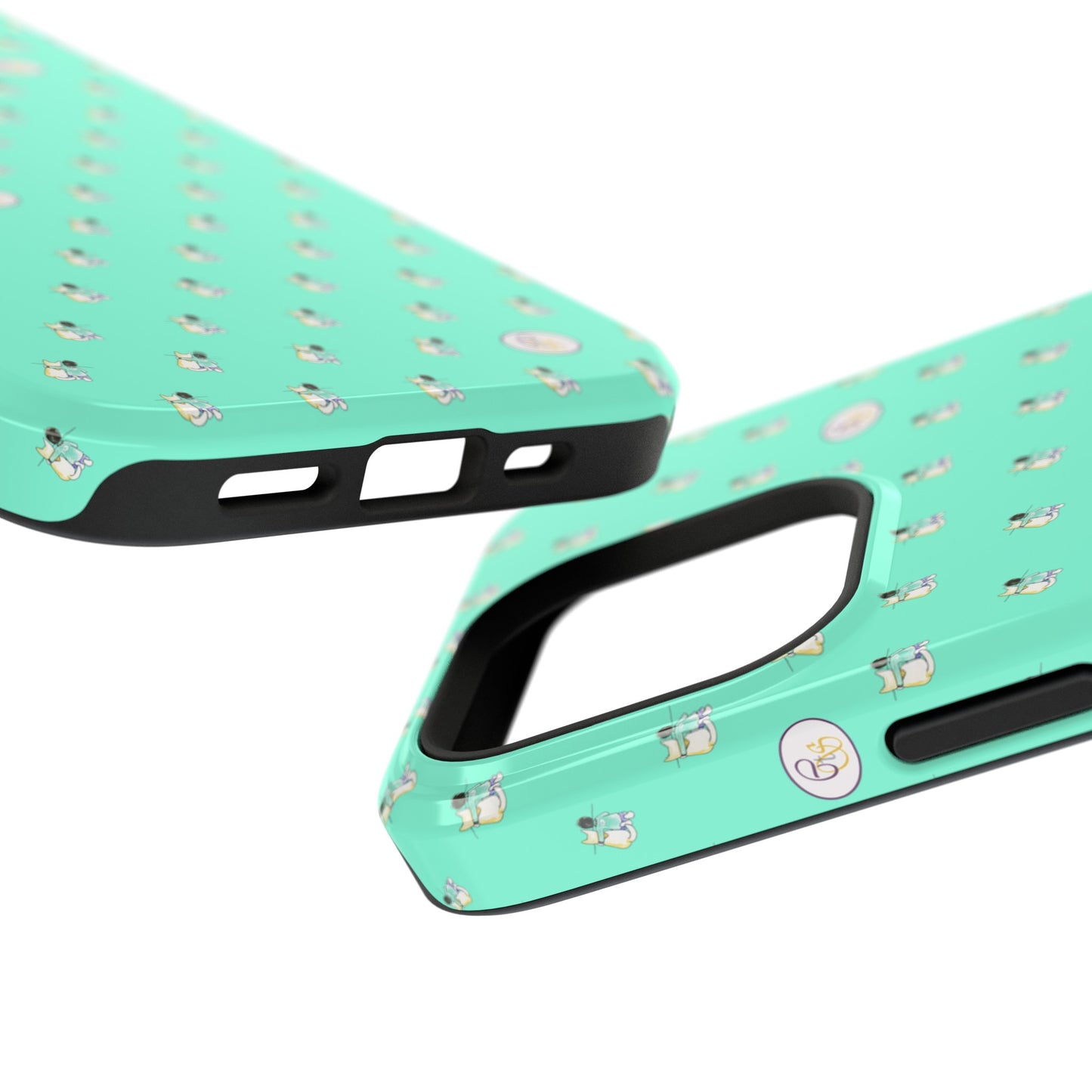 CTS Aqua - repeat pattern boy and dog, Impact-Resistant Phone Cases by artist Marie Frederique