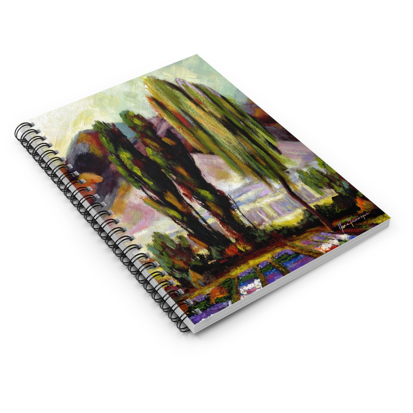 Eucalyptus trees landscape Spiral Notebook - Ruled Line by Artist Marie Frederique