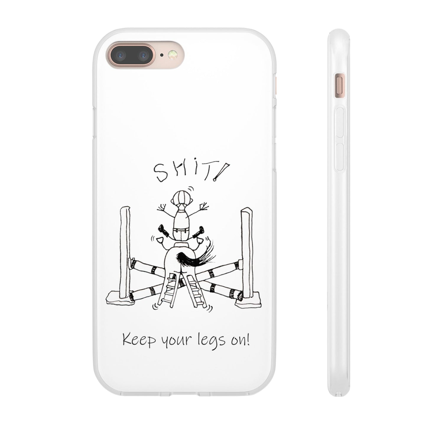 Equestrian Humor phone case - SHIT! "Keep your legs on!" Flexi Cases by artist Marie Frederique