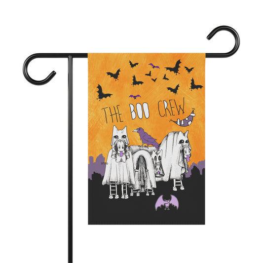 Halloween "The BOO CREW" Equestrian, in Orange, Black and Purple - Garden & House Banner by artist Marie Frederique