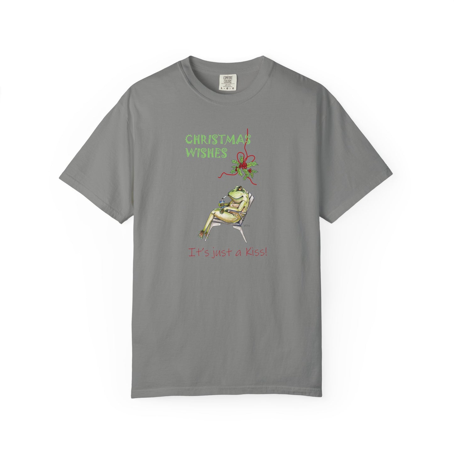 Christmas Wishes, Frenchie Frog T-Shirt by artist Marie Frederique