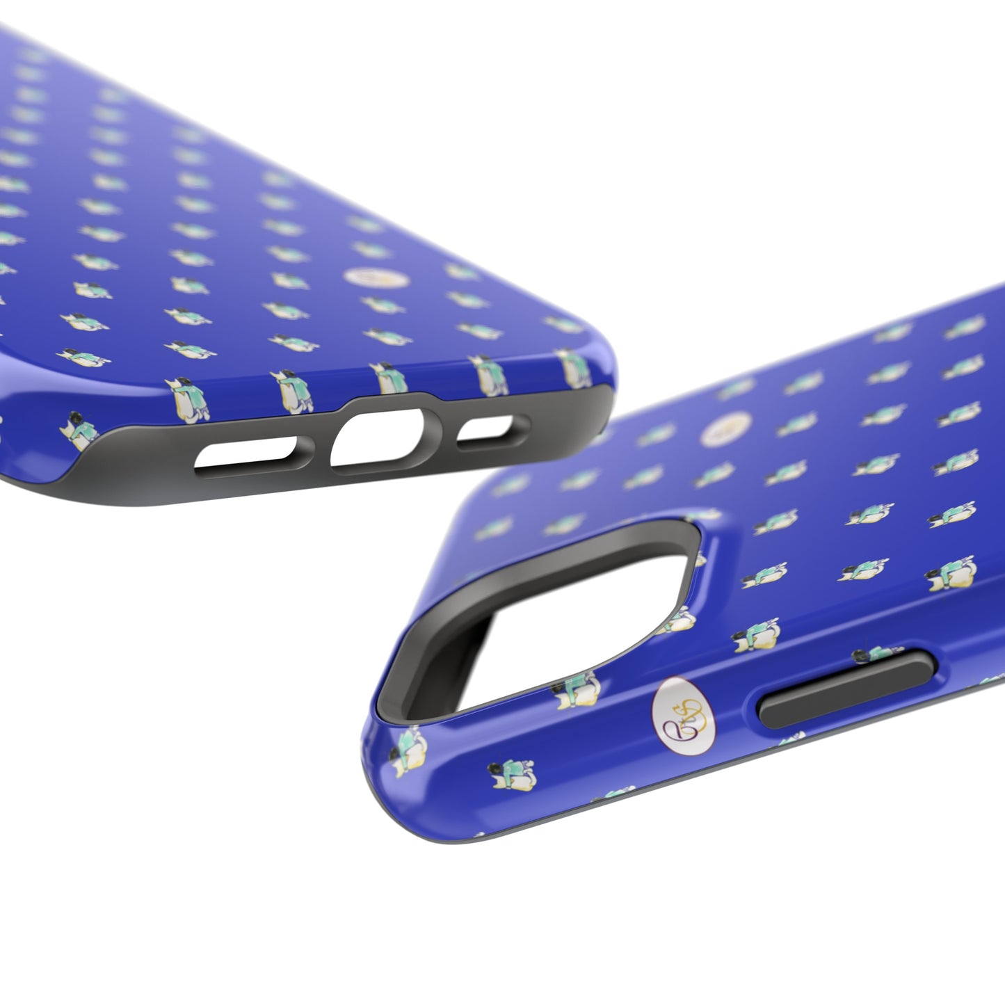 CTS Blue - repeat pattern boy and dog, Impact-Resistant Phone Cases by artist Marie Frederique