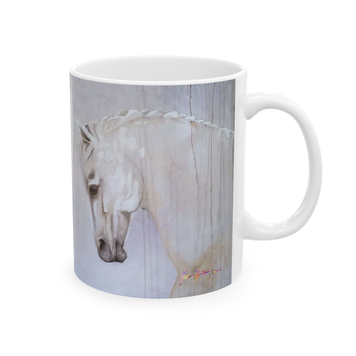 CTS White horse 1, Ceramic Mug, 11oz by Artist Marie Frederique