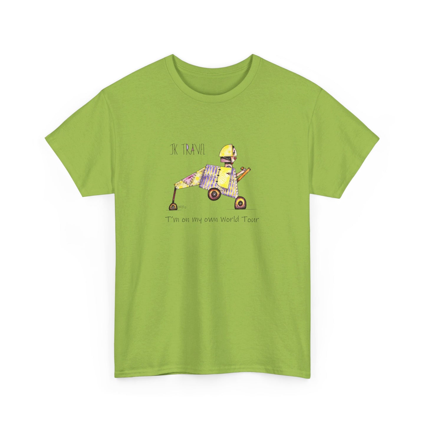 JK TRAVEL, I'm on my own World Tour! - Unisex Heavy Cotton Tee by Marie Frederique art in 6 colors (S - 5XL)