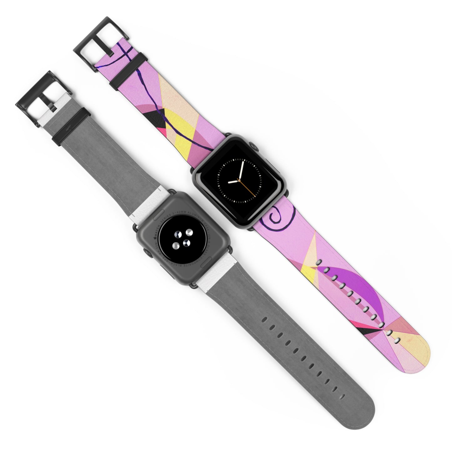 Abstract Series, Fun Lilac and Yellow tone faux leather Watch Band by artist Marie Frederique