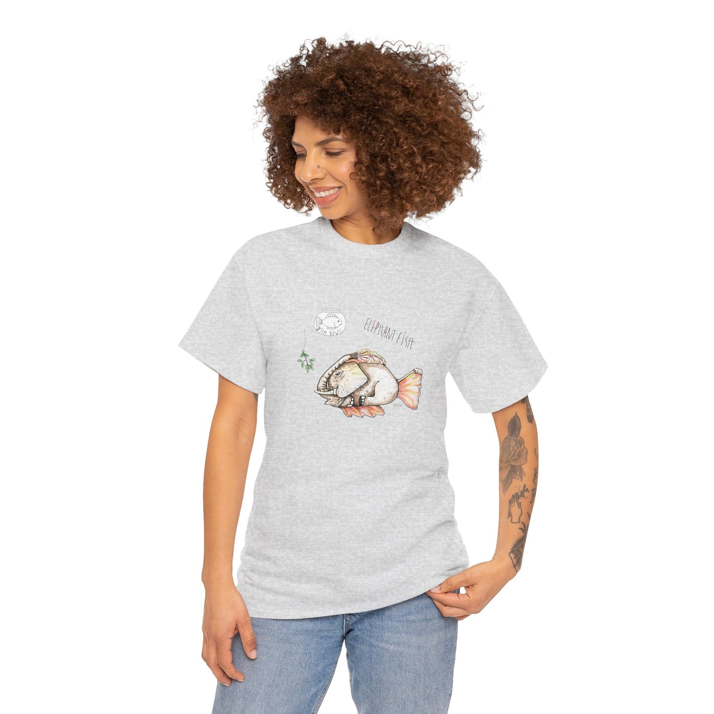 FISHBOWL Elephant Fish, - Unisex Heavy Cotton Tee by artist Marie Frederique