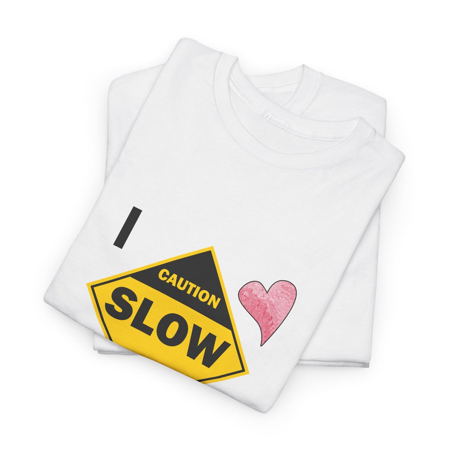 Slow, Caution - I love my cat, Tee Unisex Heavy Cotton Tee by artist Marie Frederique