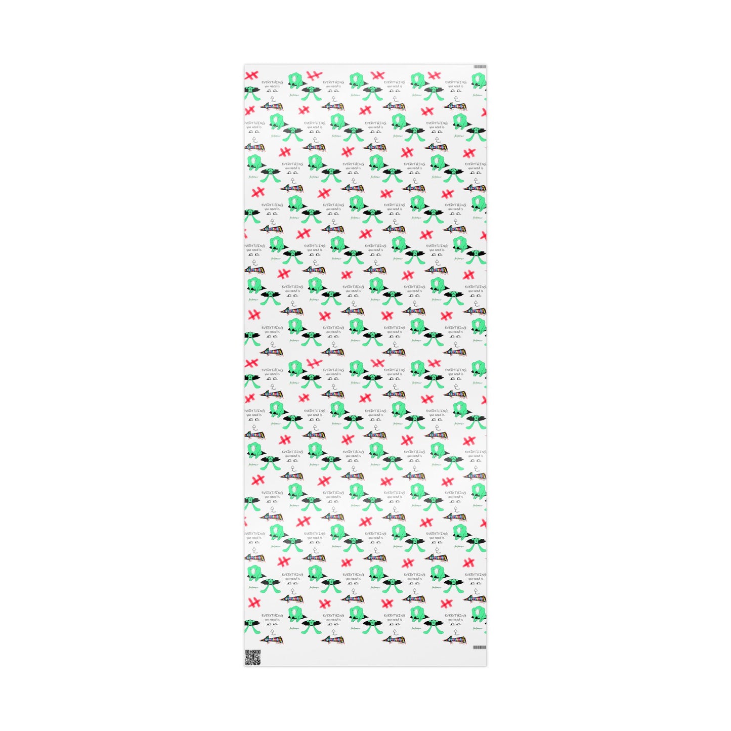 Wrapping Paper - Down the Rabbit hole Pattern with 'Everything You Need Is over there' Text by artist Marie Frederique