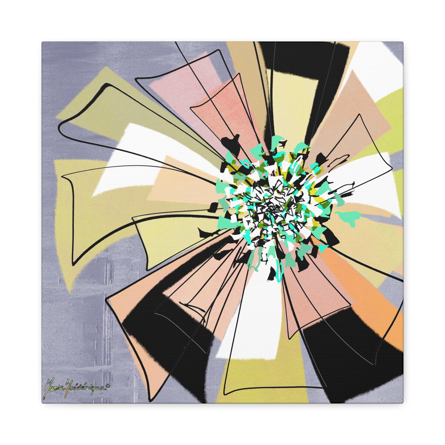 Abstract Floral Pinwheel Canvas Art Print by artist Marie Frederique
