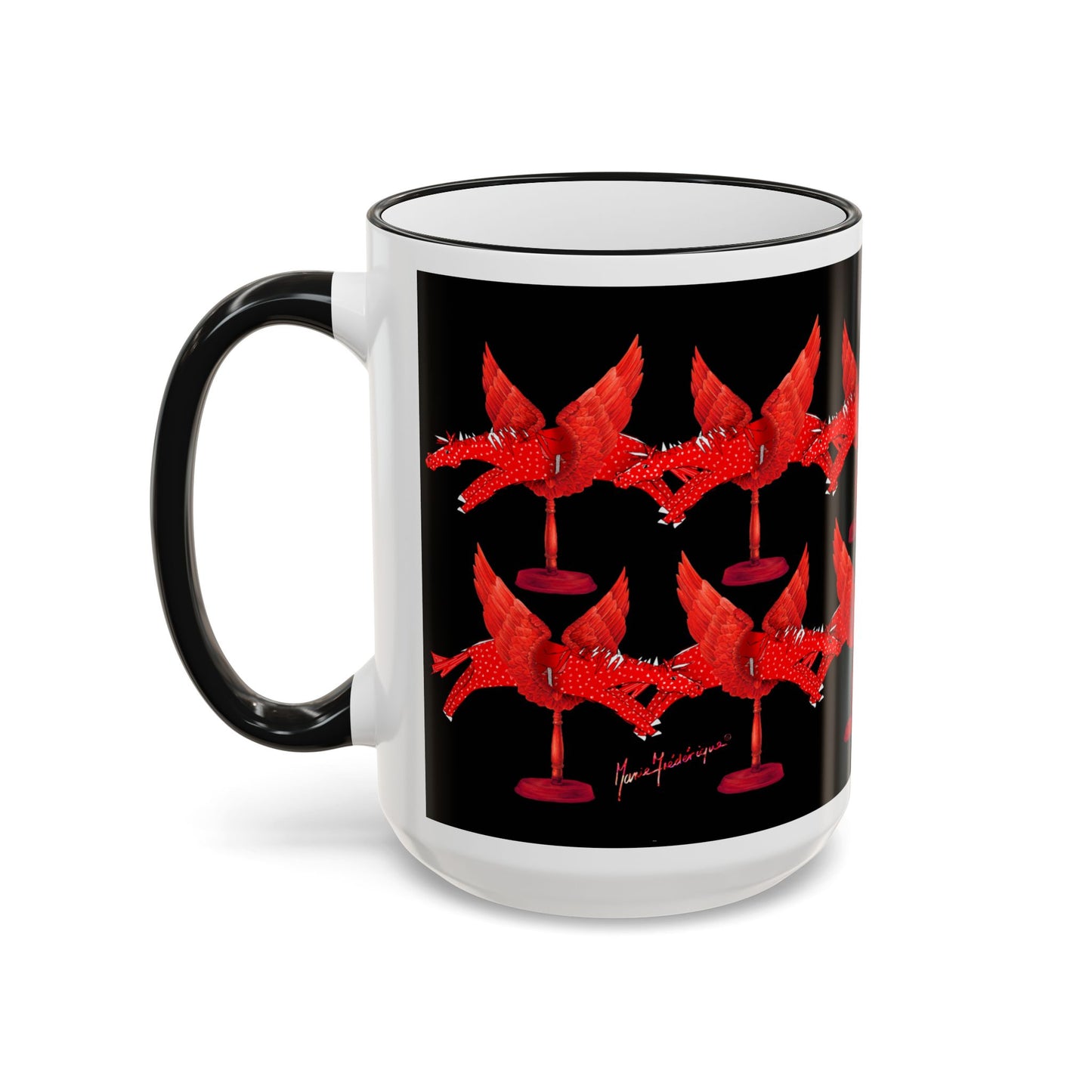 Chestnut mare Pattern Accent Rim Mug (11oz/15oz) by artist Marie Frederique