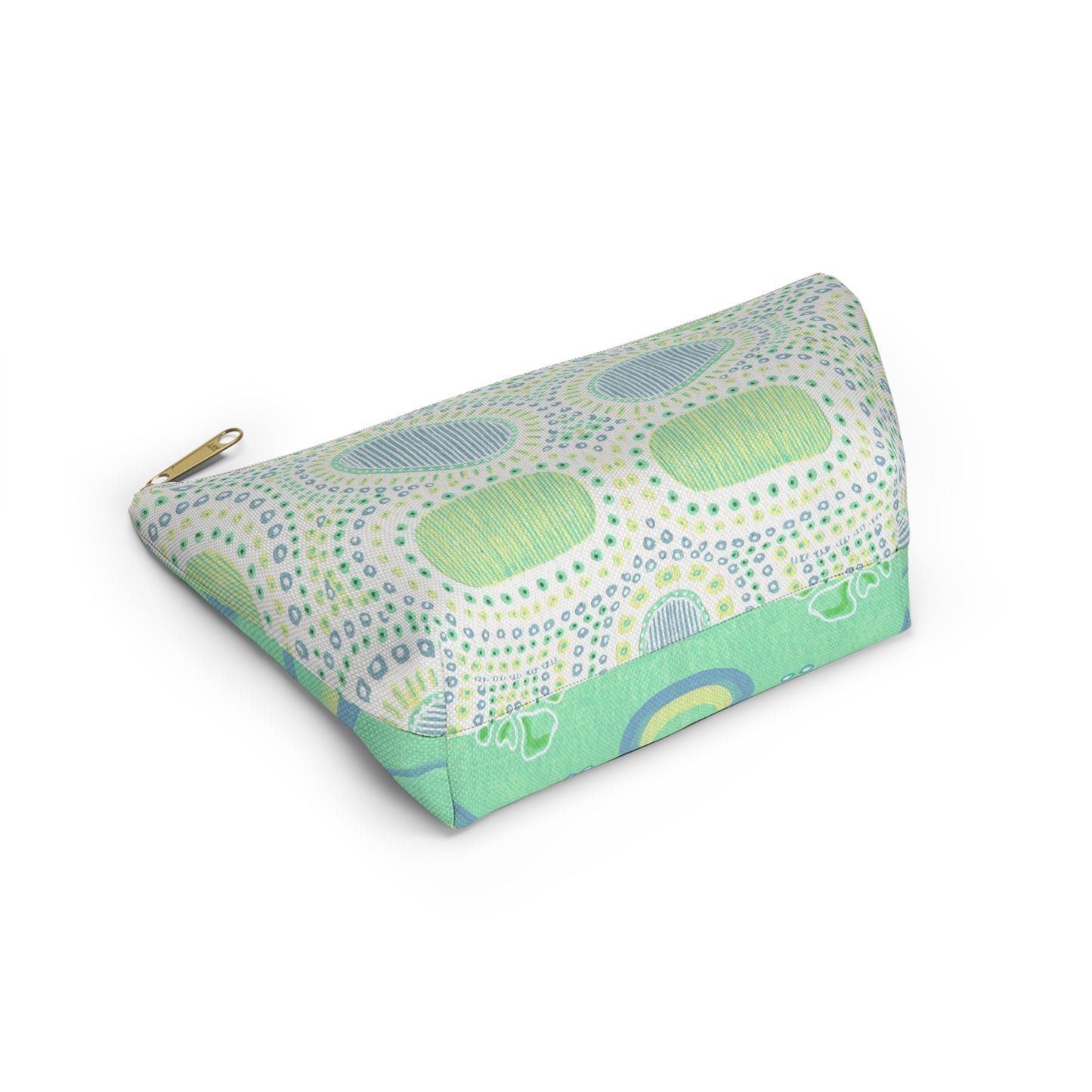 Accessory Pouch w T-bottom, Pastel pattern in blue and green and white by artist Marie Frederique