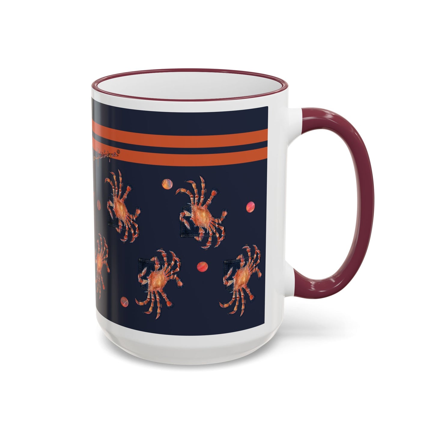 Cancer Zodiac Mug — Crab Accent Rim & Handle Coffee Cup (11oz/15oz) by artist Marie Frederique