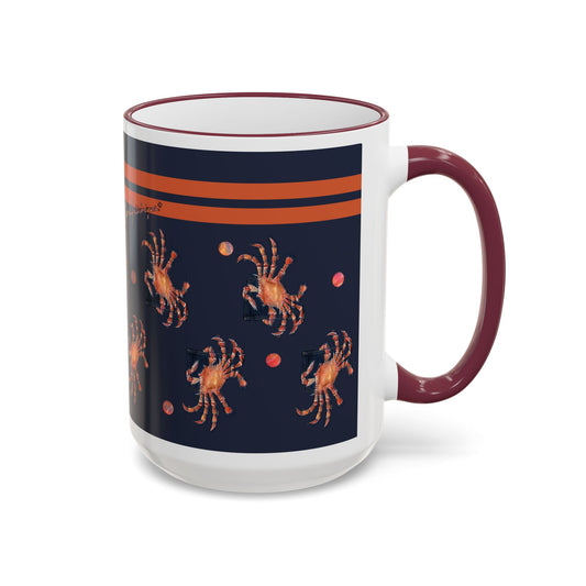 Cancer Zodiac Mug — Crab Accent Rim & Handle Coffee Cup (11oz/15oz) by artist Marie Frederique