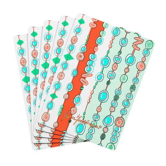 Aqua Beads, Artistic Bridge/Poker Playing Cards Set - Unique Designs for Fun Games & Gatherings by artist Marie Frederique