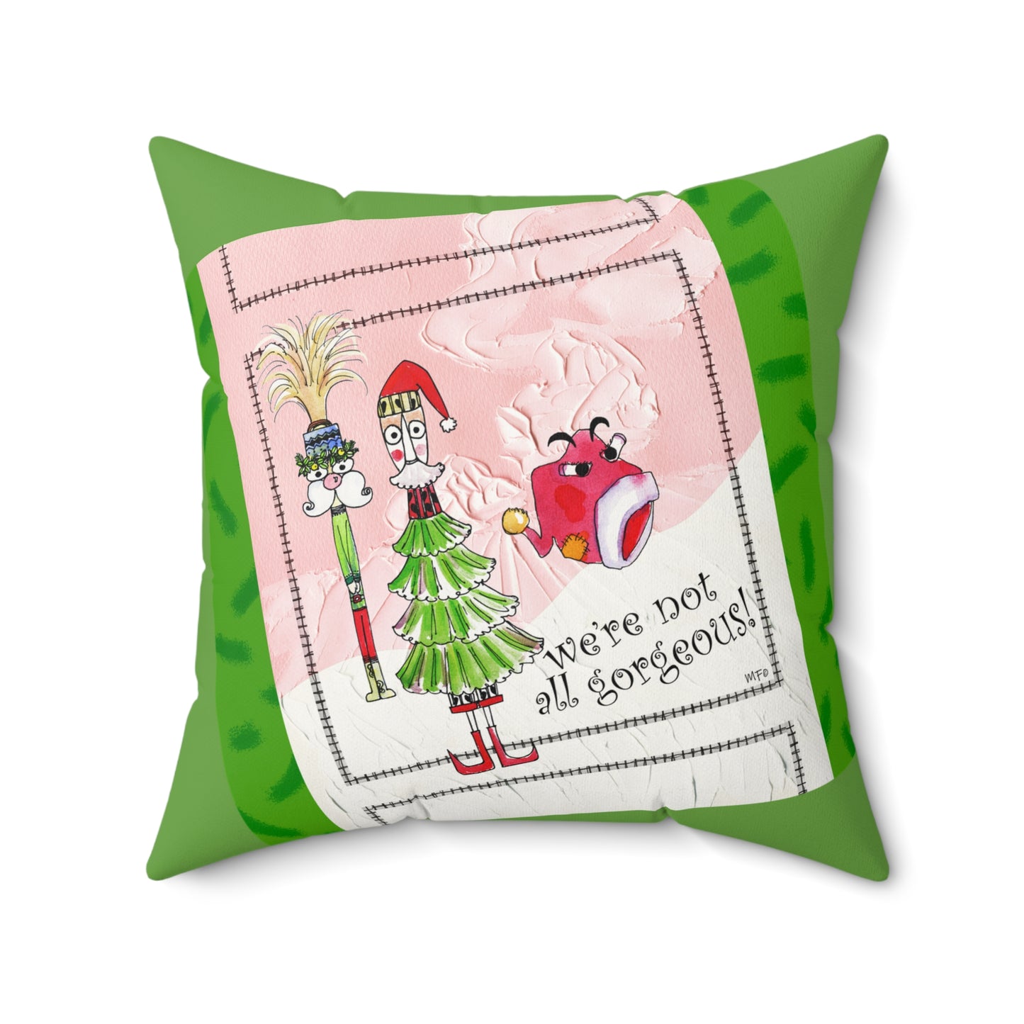 Festive Faux Suede Pillow Cover, Holiday Decor, Christmas Throw Pillow, Humorous Cushion, Quirky Home Decor