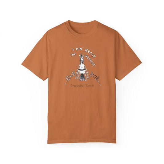 Equestrian -5 MIN BREAK FOR WORKERS, Whimsical Equestrian Humor - Unisex T-shirt by artist Marie Frederique